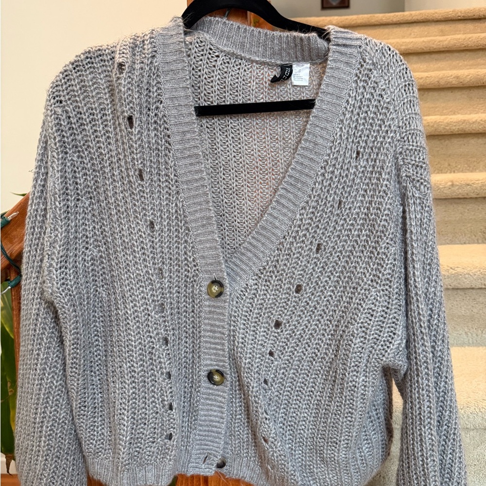 H&M Light Gray Button-Up Cardigan